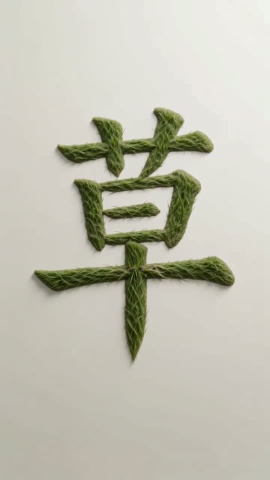 The character 草 as it appears at the end of its animation