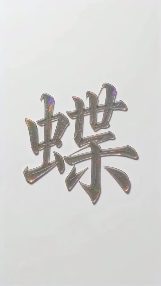 The character 蝶 as it appears at the end of its animation