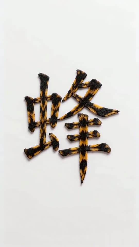 The character 蜂 as it appears at the end of its animation