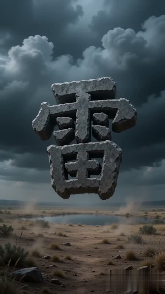 The character 雷 as it appears at the end of its animation