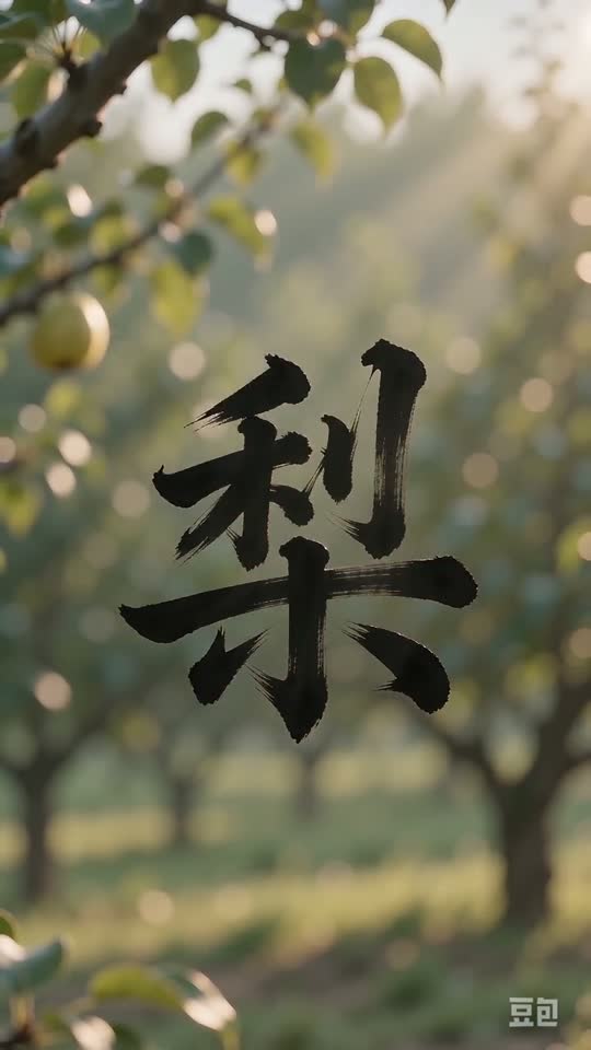 The character 梨 as it appears at the end of its animation