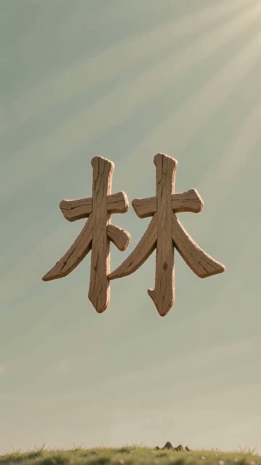 The character 林 as it appears at the end of its animation
