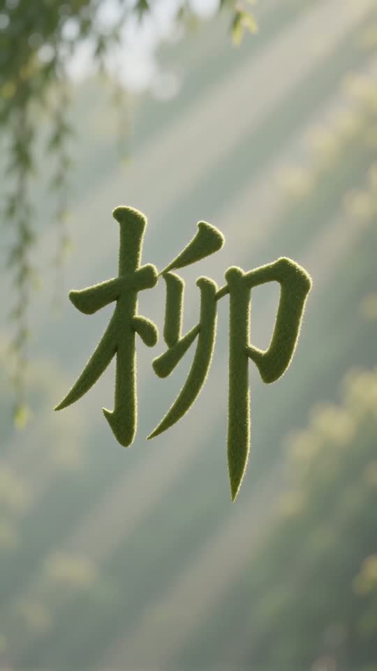 The character 柳 as it appears at the end of its animation