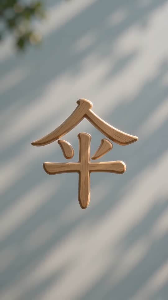 The character 伞 as it appears at the end of its animation