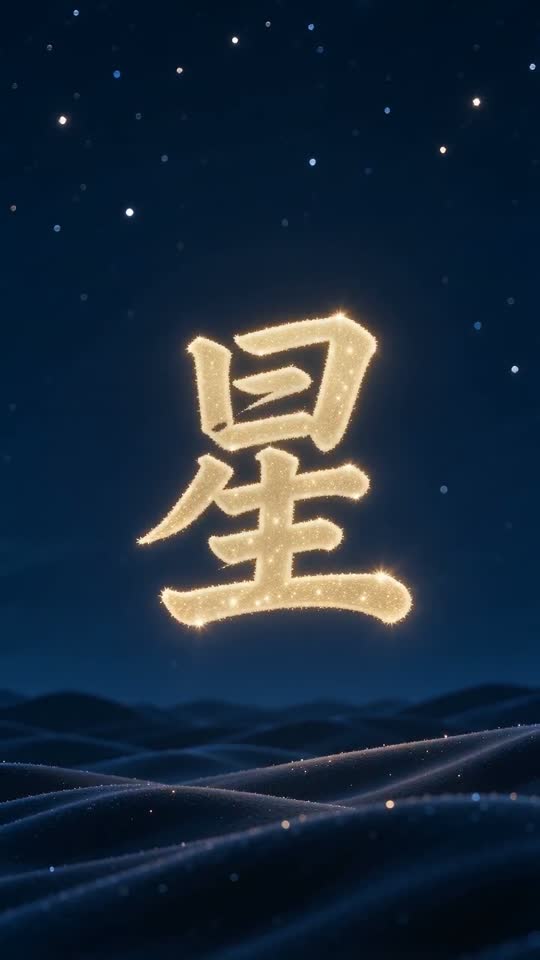 The character 星 as it appears at the end of its animation