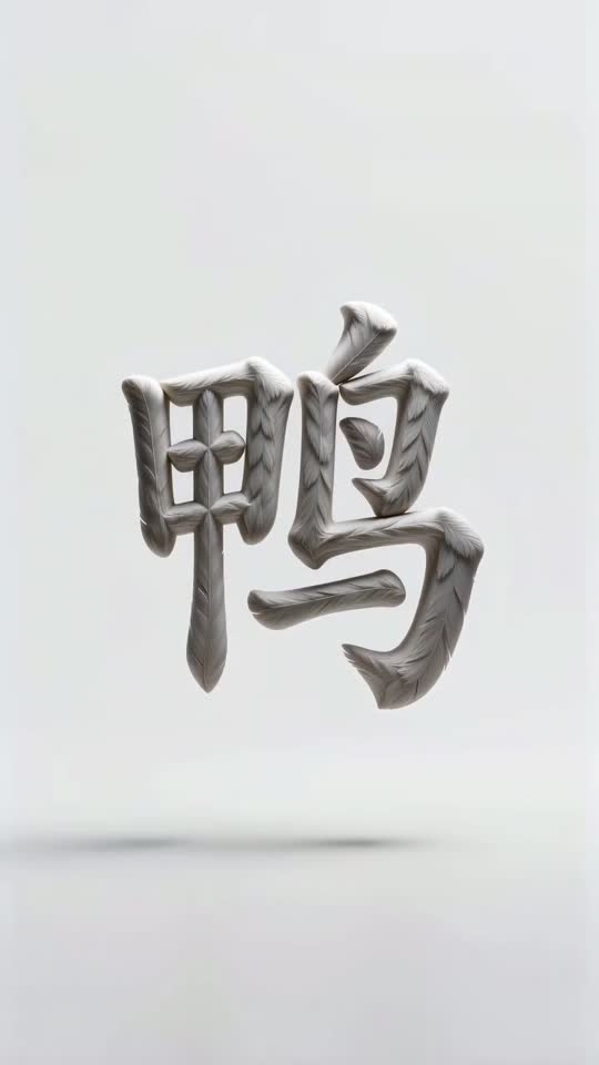 The character 鸭 as it appears at the end of its animation