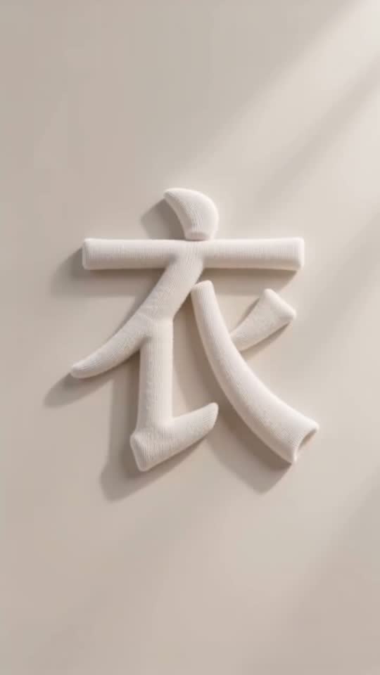 The character 衣 as it appears at the end of its animation