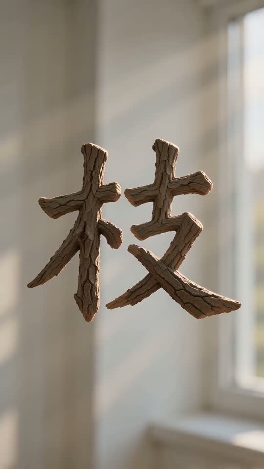 The character 枝 as it appears at the end of its animation